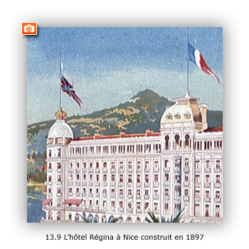 L'hotel Regina à Nice construit en 1897, affiche publicitaire