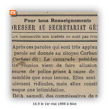 Relation du 1er mai 1898 à Nice, Bulletin de la bourse de Travail de Nice