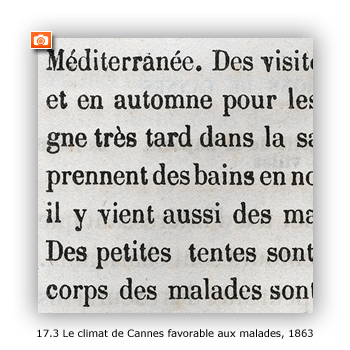 Le climat de Cannes favorable aux malades, Guide du touriste en chemin de fer de Toulon à Nice, 1863