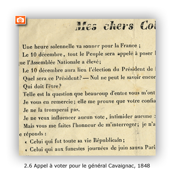 Proclamation du prefet du Var appelant ses concitoyens à voter pour le général Cavaignac, lors de l'élection présidentielle du 10 décembre 1848