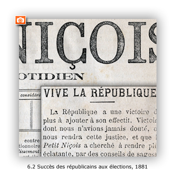 Annonce du succès des républicains aux élections législatives d'août 1881, Le petit Niçois, 22 août 1881