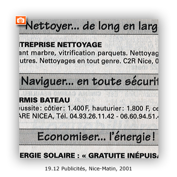 Publicités, Nice-Matin, 2001