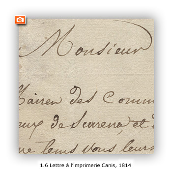 Lettre à l'imprimerie Canis 1814 - Image en taille réelle, .JPG 73Ko (fenêtre modale)