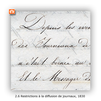 Restrictions à la diffusion de journaux, 1830 - Image en taille réelle, .JPG 77Ko (fenêtre modale)
