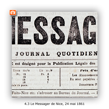 Le Messager de Nice, 24 mai 1861 - Image en taille réelle, .JPG 150Ko (fenêtre modale)