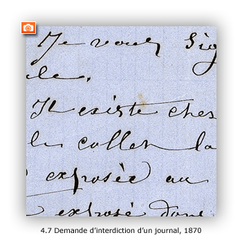 Demande d'interdiction d'un journal, 1870 - Image en taille réelle, .JPG 142Ko (fenêtre modale)