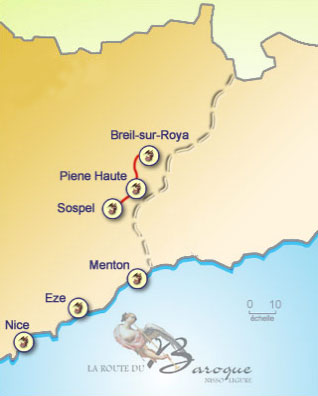 Route du Baroque : Carte de l'itinéraire Rando Baroque