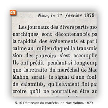 Annonce de la démission du maréchal de Mac Mahon, Le Phare du Littoral, 3 février 1879