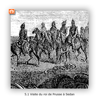 Visite du roi de Prusse sur le champ de bataille de Sedan, gravure extraite de L'Illustration