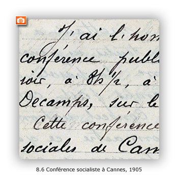 Rapport de police sur une conférence socialiste à Cannes, 10 novembre 1905